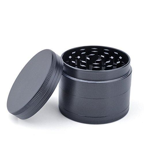 Premium Aluminium Herb Grinder with Sifter and Magnetic Top for Spice, Black