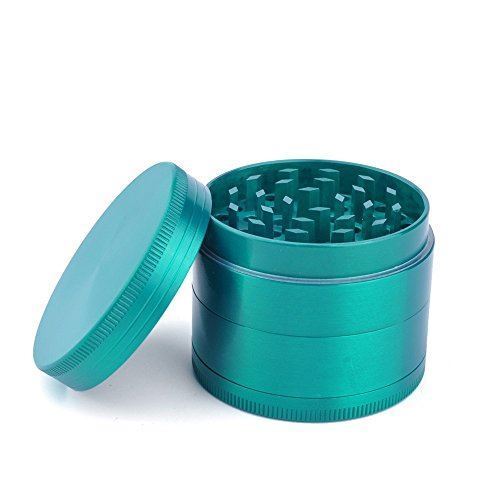 Premium Aluminium Herb Grinder with Sifter and Magnetic Top for Spice, Green