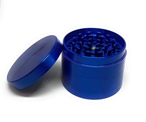 MSC - Premium Aluminium Herbal Grinder with Sifter and Magnetic Top for Spice, Dry Herbs and Tobacco - Quality Built 2.15 Inch / 55mm Grinder Blue1pc